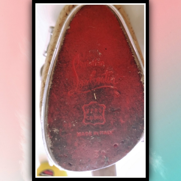 LOUBOUTIN Strappy Silver Cork Heels - Picture 9 of 9